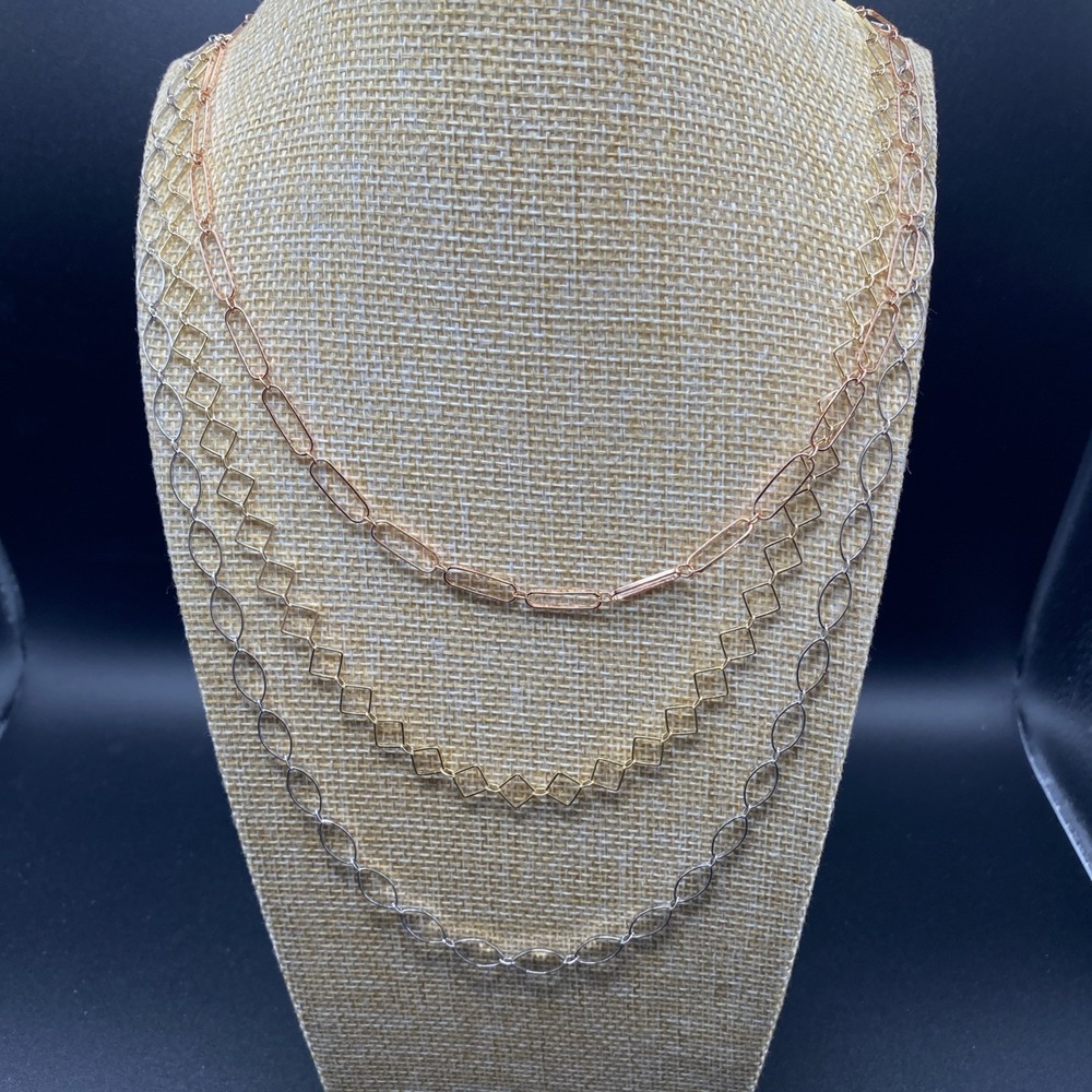 Fifth Avenue Collection Mixed Metal Necklace Modern Tri-Tone 24"